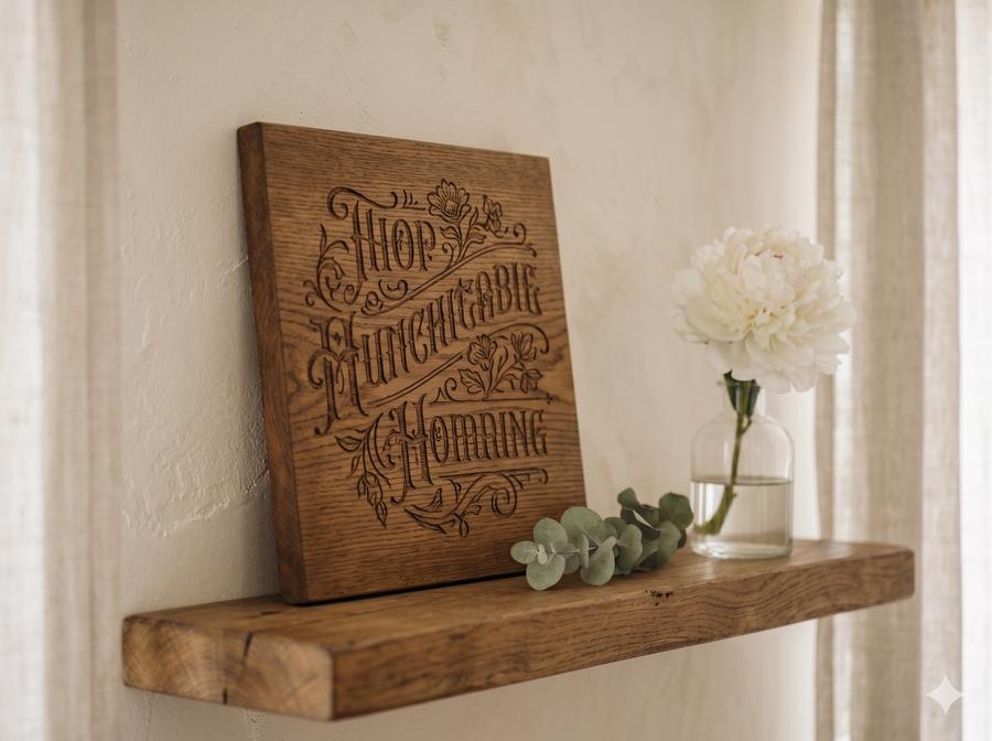 Engraved oak wood anniversary sign