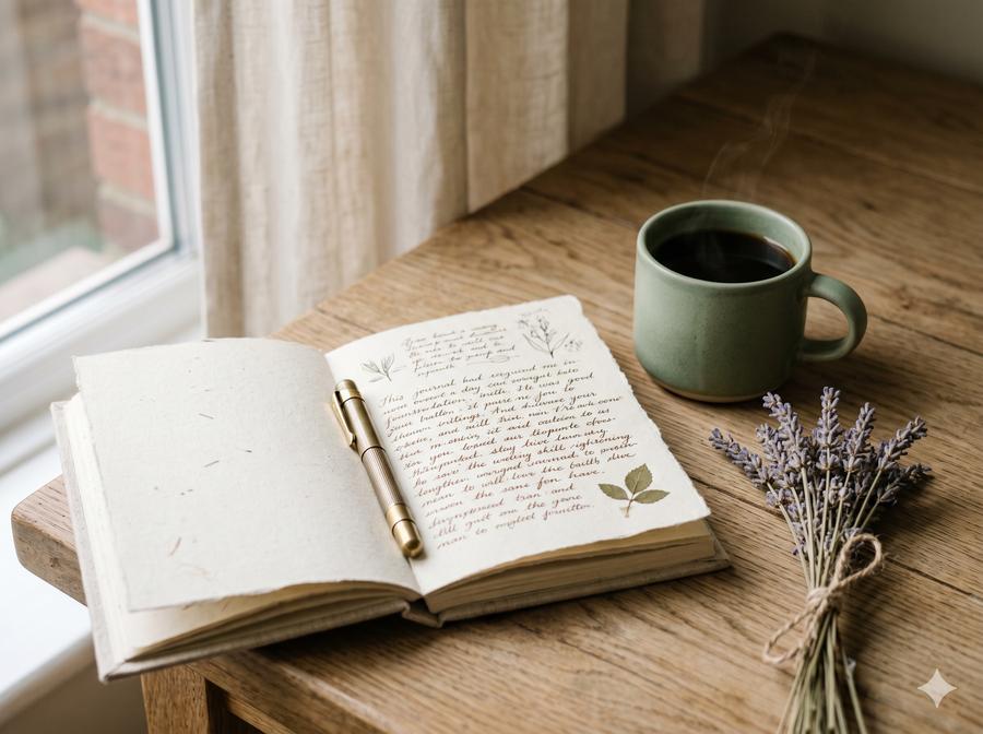 Five-minute marriage journal with fountain pen