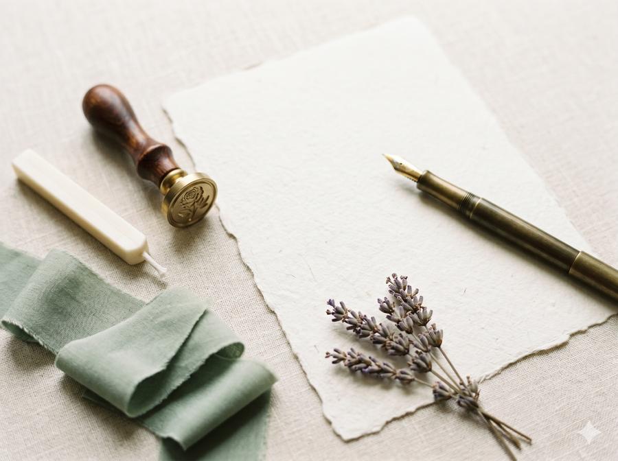 Love letter writing kit with brass wax seal