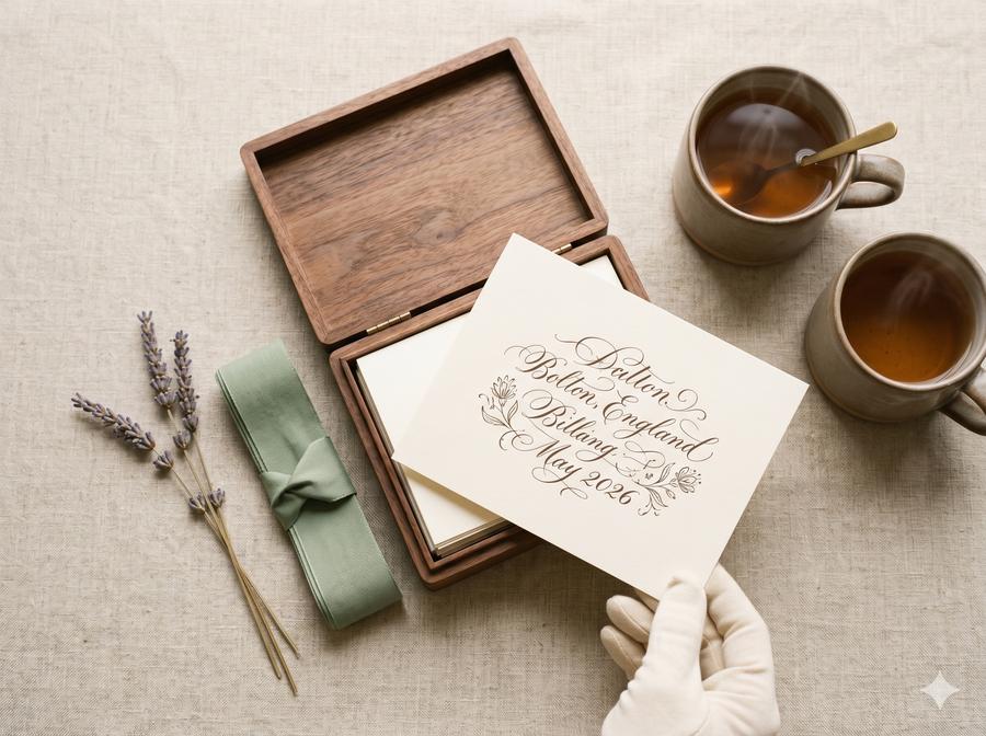 Long-term couples card deck in walnut box