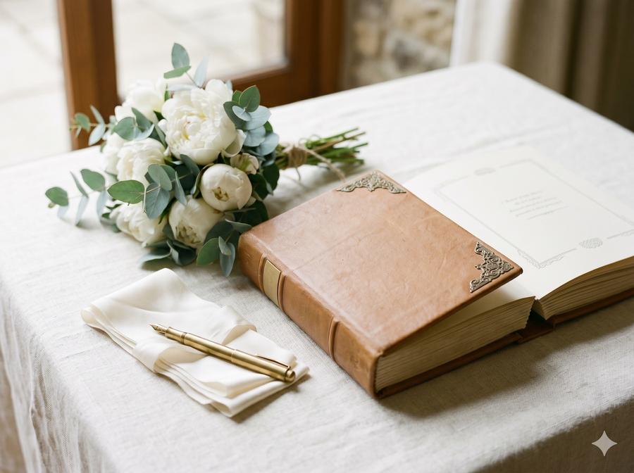 Our Story leather-bound memory book