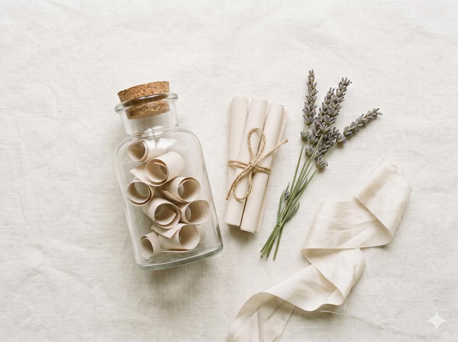 Glass message-in-a-bottle set